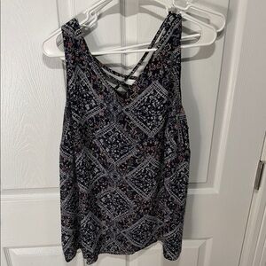 Maurices Navy and White Patterned Tank Top